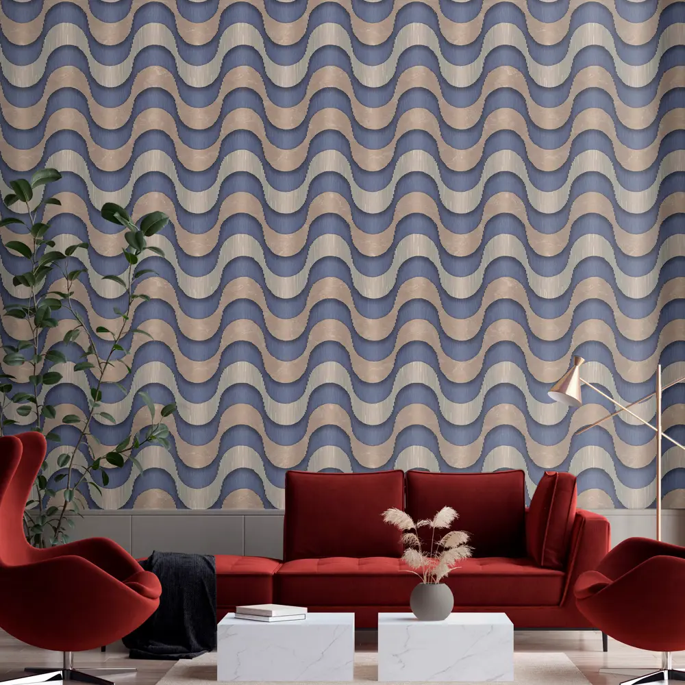 ОБОИ 1,06Х10М ФЛИЗ FLOW СИН OR8022-20 ORNAMY STLM-2064434 - Вид №2