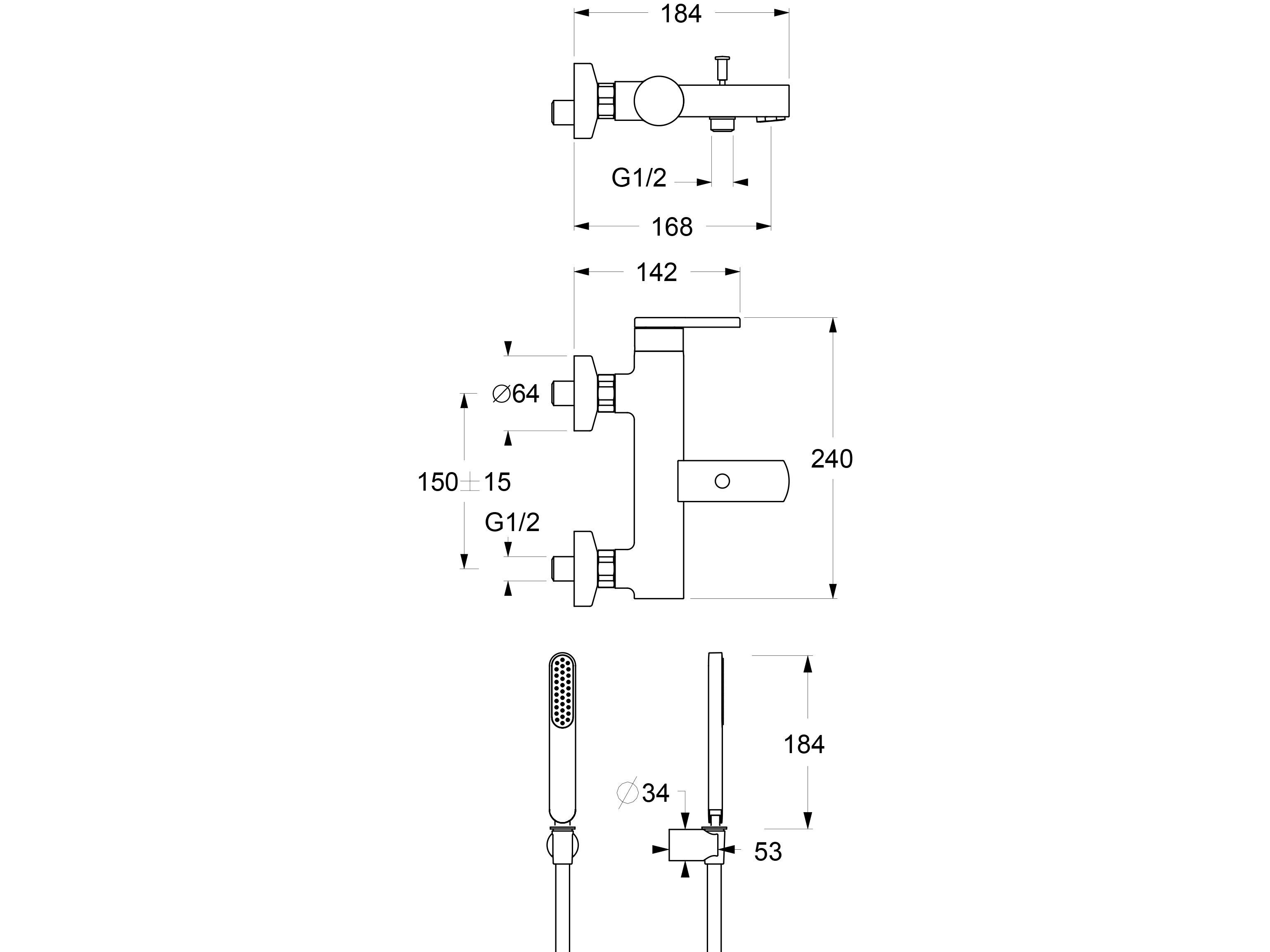 Однорычажный смеситель для душа с ручным душем GUGLIELMI RUBINETTERIE QR ARCH-00104274 - Вид №1
