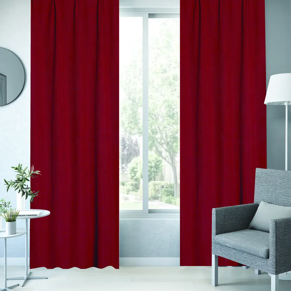 Штора на ленте Jimena 160x260 см цвет красный INSPIRE STLM-2185044 - Вид №1