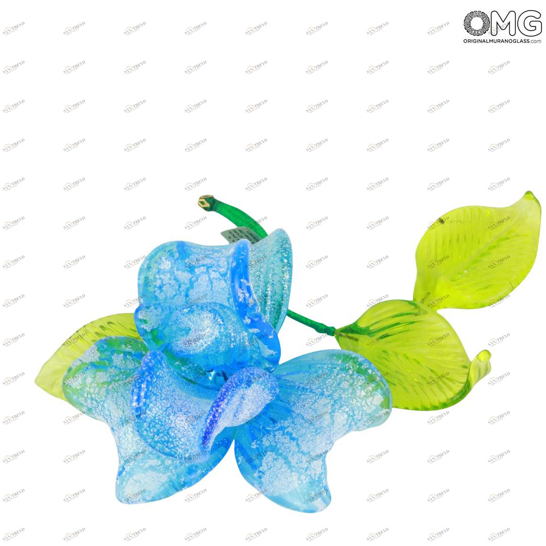 1548 ORIGINALMURANOGLASS Голубой цветок из муранского стекла 12 см 