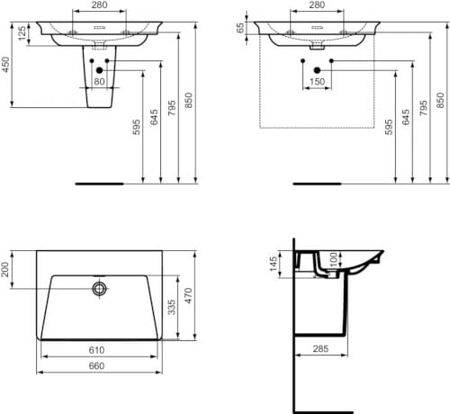 Одинарная керамическая раковина с переливом Ideal Standard La Dolce Vita ARCH-00119216 - Вид №5