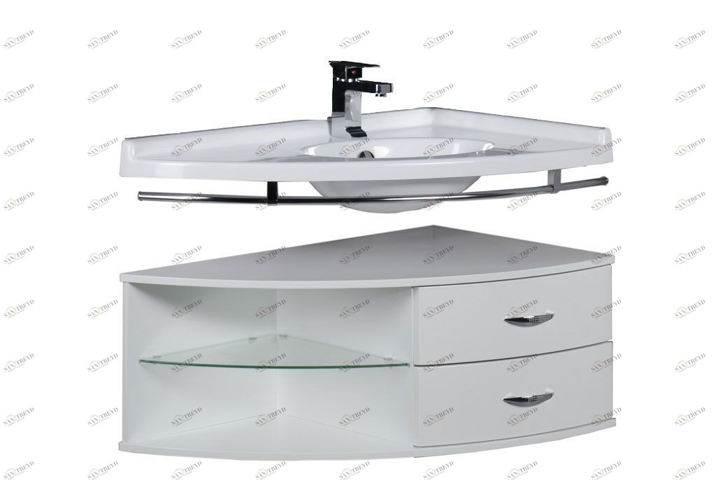 Тумба с раковиной Aquanet Корнер 89 R белый (открытая) 0015882300158830