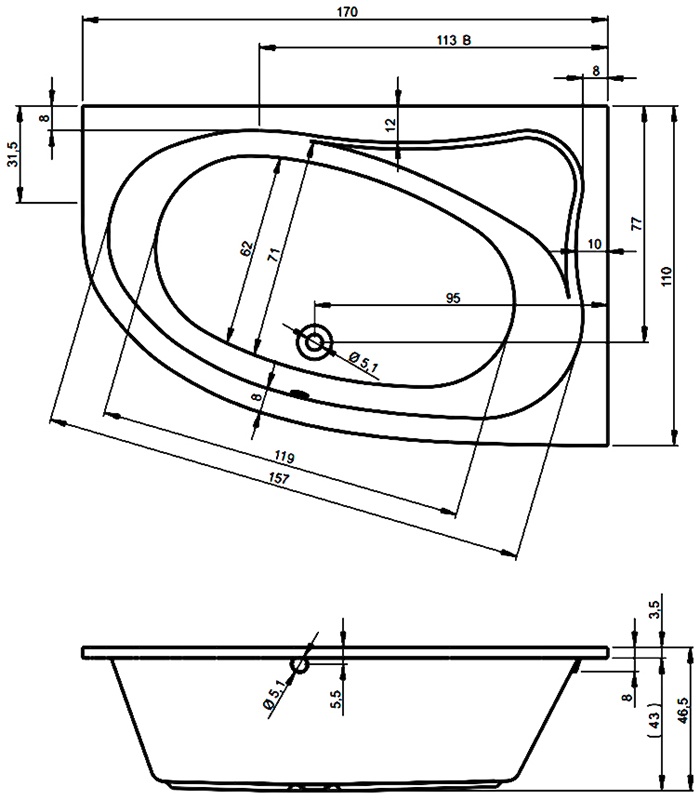 BA6400500000000 Ванна Riho Lyra Santreyd - Вид №3