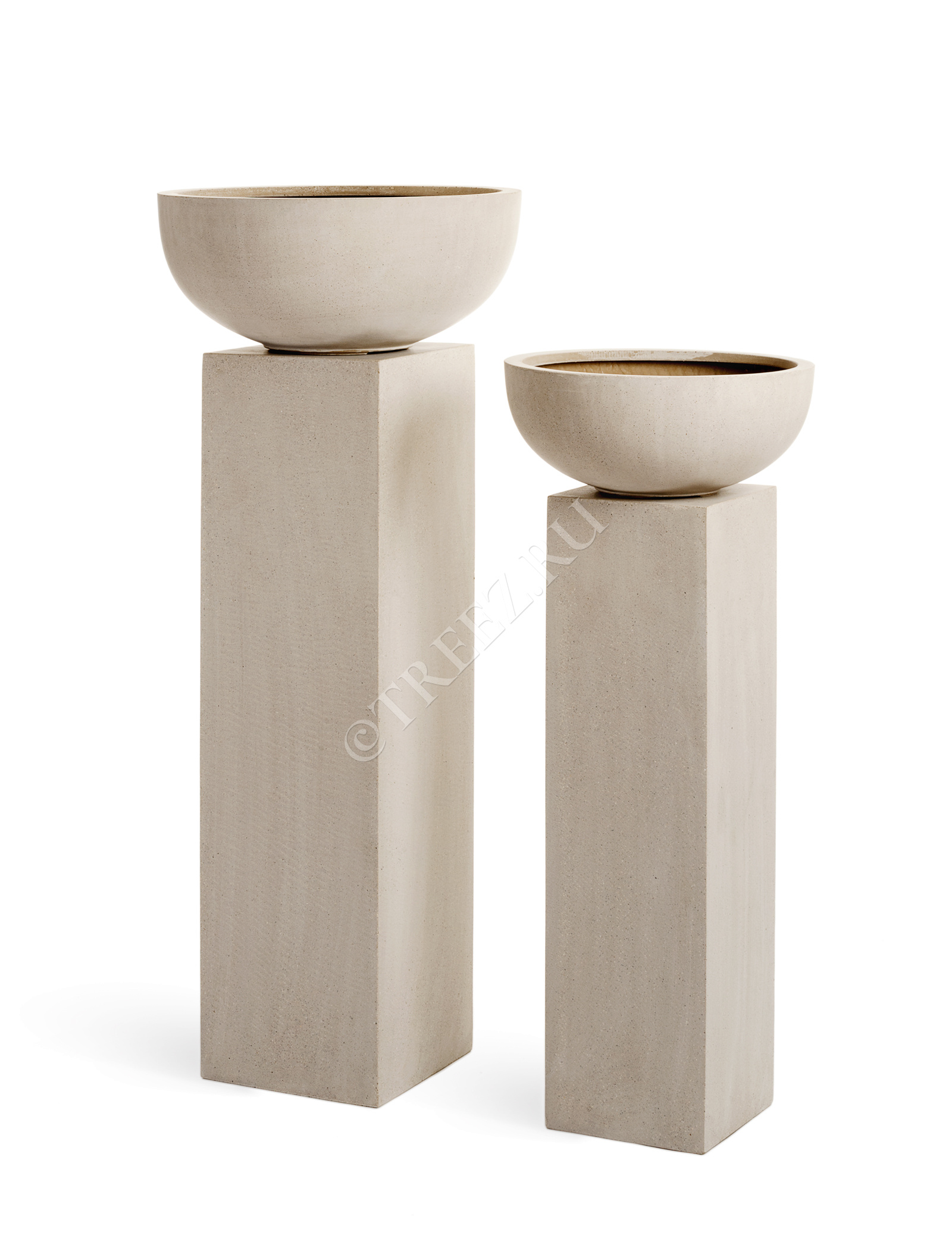 41.3317-02-006-BE-62 Кашпо  Effectory - серия Beton - Низкая чаша - Белый песок Цветочная коллекция  - Вид №2