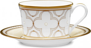 10665464 Noritake Набор из 6 чашек чайных с блюдцами Noritake "Трефолио,золотой кант" 225мл Фарфор костяной