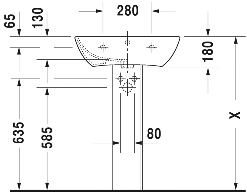 2335603200 Подвесная раковина настенная овальная Duravit ME BY STARCK - Вид №2