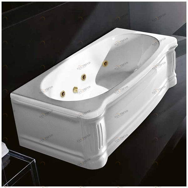 Ванна Gruppo treesse New Classic STX-V677B-DX белая с гидромассажем и дезинфекцией прямоугольная правая с золотой фурнитурой STXV677BDXGD