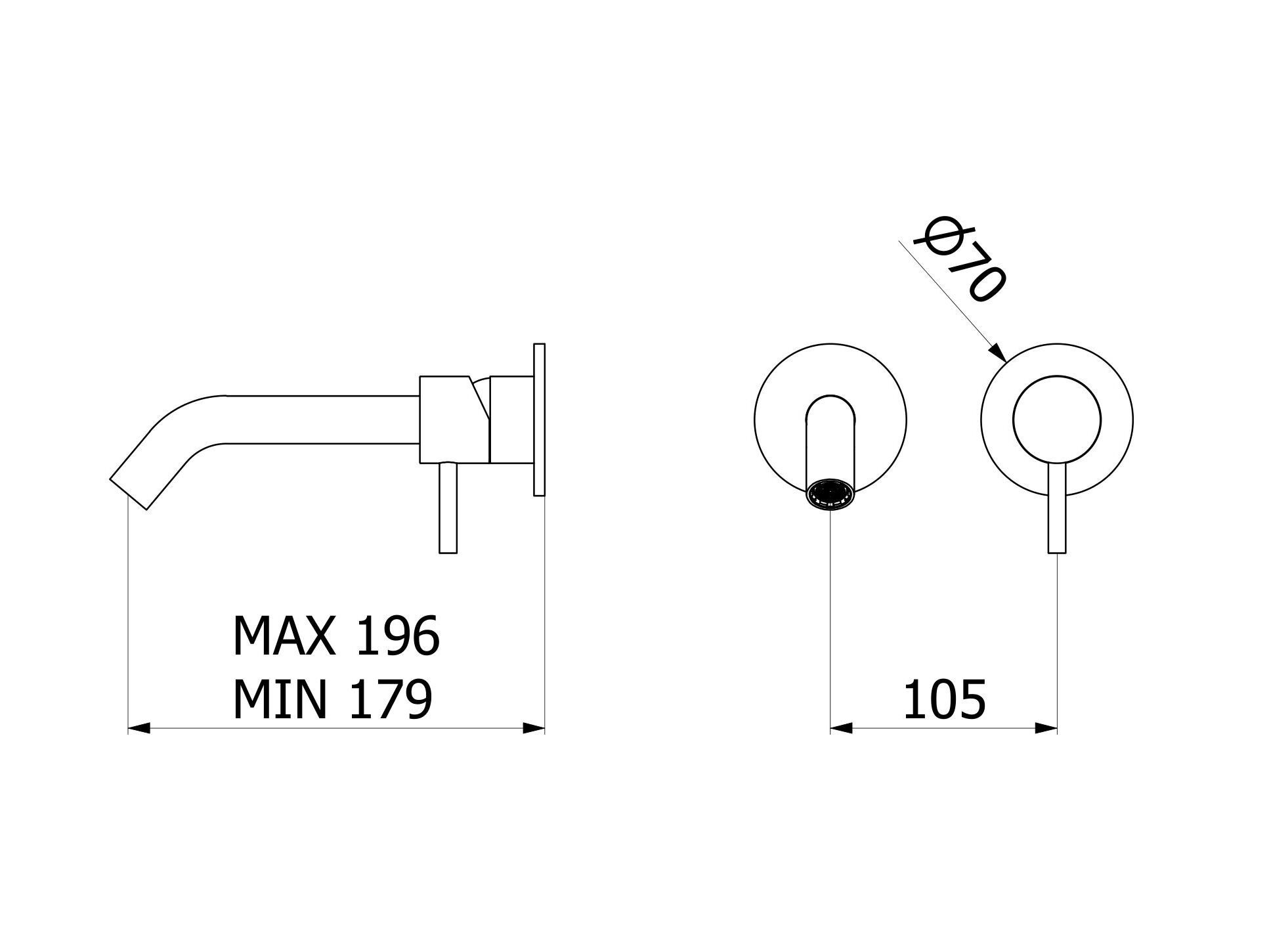 Настенный смеситель для раковины с 2 отверстиями из нержавеющей стали с автоматическим сливом IB M316 ARCH-00061453 - Вид №2