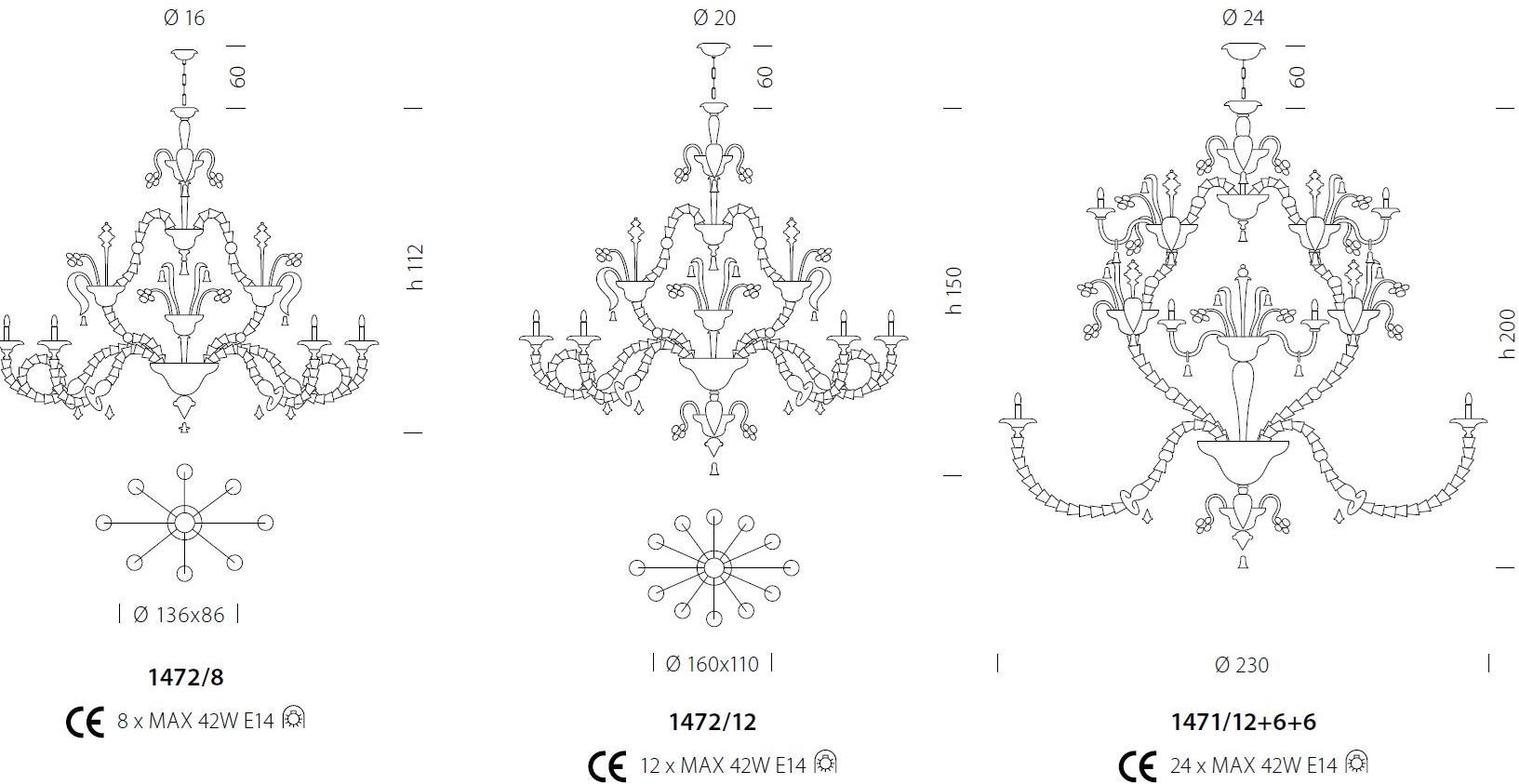 Sylcom Люстра из стекла с кристаллами Rezzonico 1470/1471/1472 - Вид №6