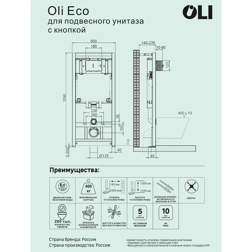 Комплект инсталляции Oli 80 Eco с безободковым унитазом Aquatek Квадро 89445651 STLM-2170680 - Вид №3