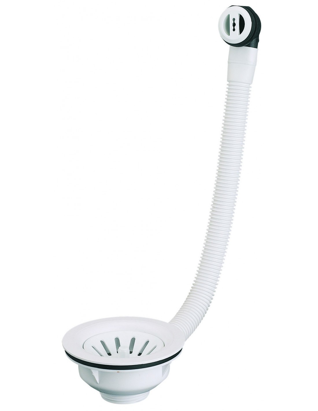 391100 142 00  Слив для раковины с переливом, Д. 90 мм, корзина со сдвижной шторкой, Д. 114 мм, белый Valentin Белый 