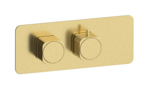 Комплект термостатической пластины и ручек Corallo, односторонняя горизонтальная прямоугольная пластина WE ARE IB eua126isneo_2 Brushed Pale Gold Aqua