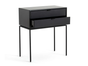 Прикроватная тумбочка из металла и кожи с ящиками