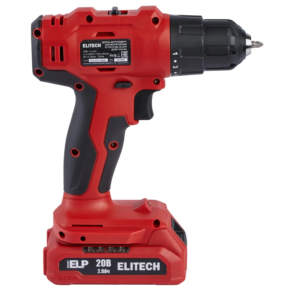 Аккумуляторная дрель-шуруповерт Elitech ДА 20-2СЛ с кейсом 89364104 STLM-0849386 - Вид №4