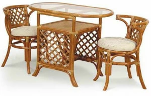 Обеденная группа бежевая, столик и кресла на 2 персоны Breakfast ЭКО ДИЗАЙН ПЛЕТЕНАЯ 009650 Бежевый