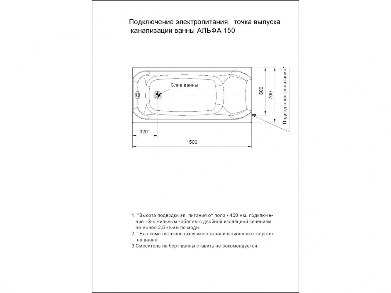 ALF150-0000038 Акриловая ванна акватек альфа 150х70 Акватек Альфа Santreyd - Вид №5