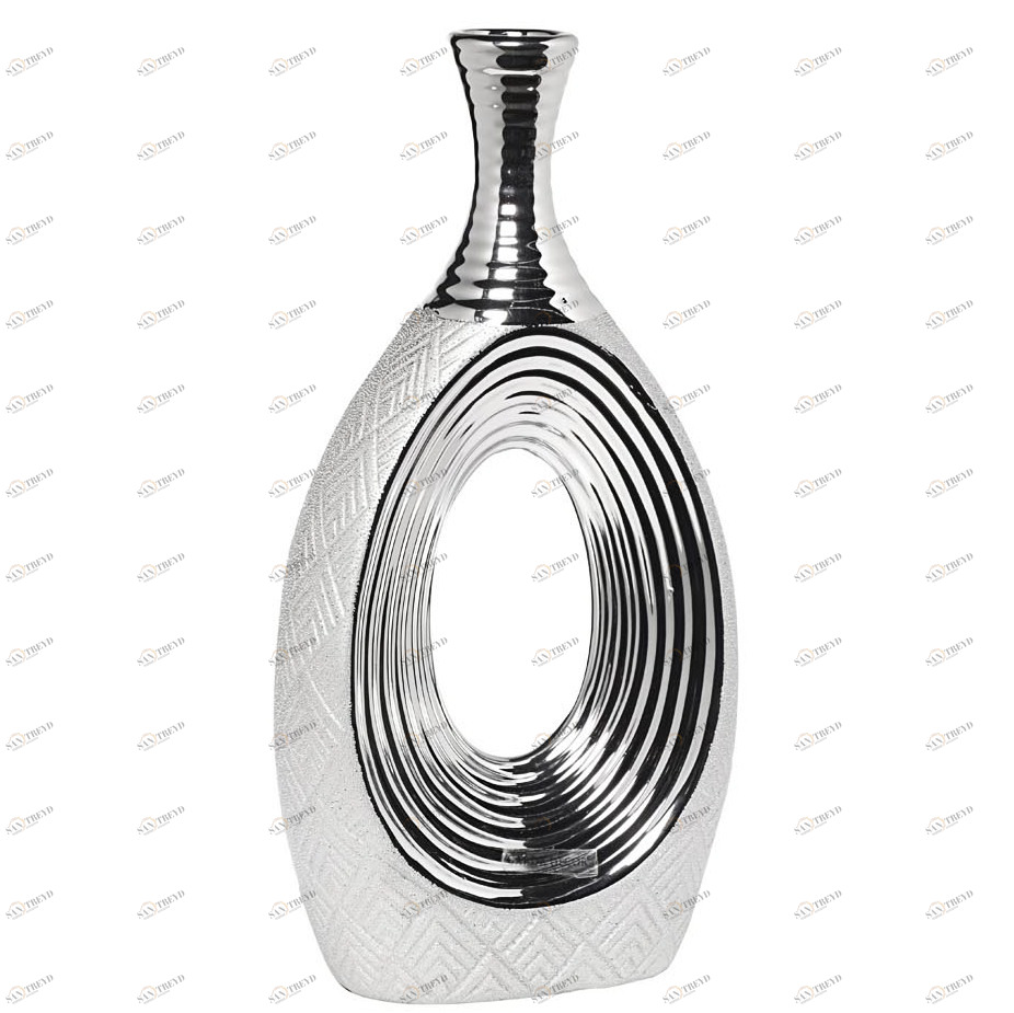 Ваза керамическая серебристая 39 см GARDA DECOR - 00-3886411 Серебро 