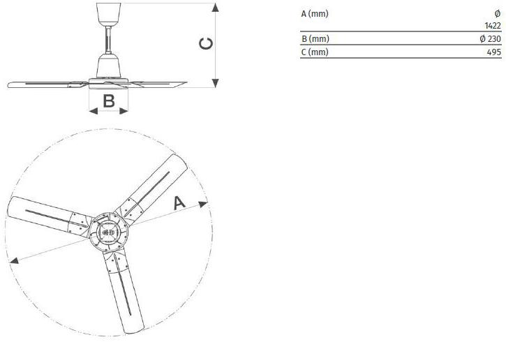 Vortice Реверсивный промышленный потолочный вентилятор Nordik hd 61025 - Вид №3