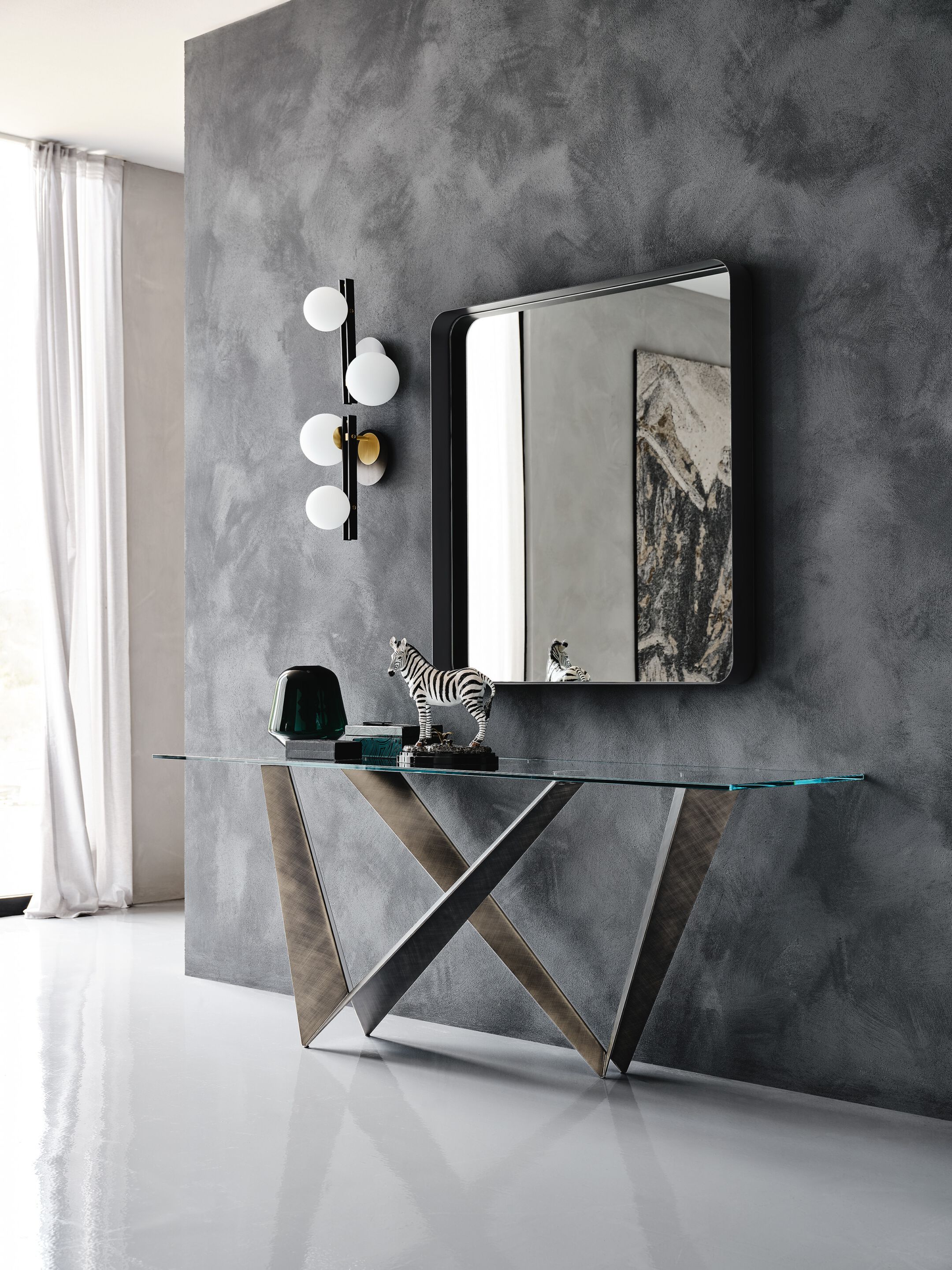 Прямоугольная консоль из стали и хрусталя Cattelan italia WESTIN ARCH-00007957 - Вид №1