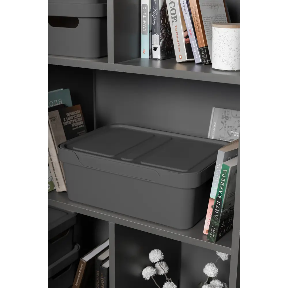 БЫТПЛАСТ Ящик Luxe с крышкой-полкой 12 л, серый 82905604 STLM-0037754 - Вид №9