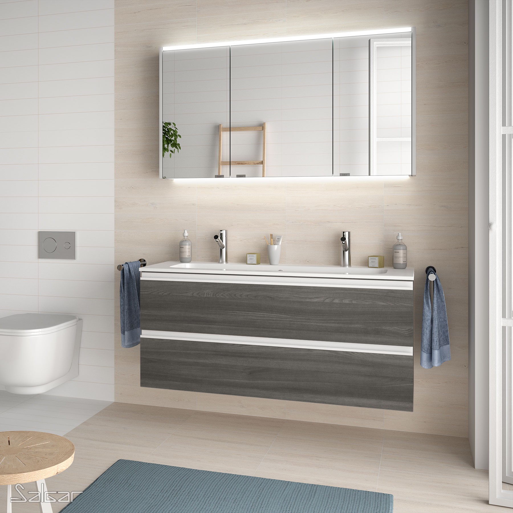 26644 SALGAR Мебель для умывальника SPIRIT 1200 2 металлических ящика ALSACIA 1194 x 540 x 450 мм Эльзасия