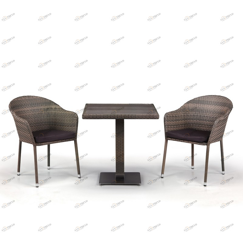 Мебель садовая, столик и кресла серые на 2 персоны Tae AFINA  130550 Серый 