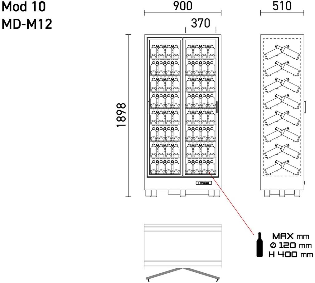 EXPO Алюминиевый винный шкаф со стеклянными дверцами Mod 10 Md-m12 / md-c12 - Вид №7