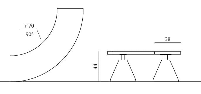 Модульная алюминиевая изогнутая скамья с коническим основанием Urbantime Вечнозеленый.040 ARCH-00032977 - Вид №3