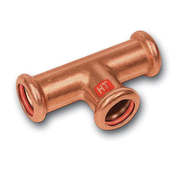 112130544254 SANHA 12130 пресс-фитинг солн.,медь, тройник ВПр 54x42x54 мм  - Вид №1