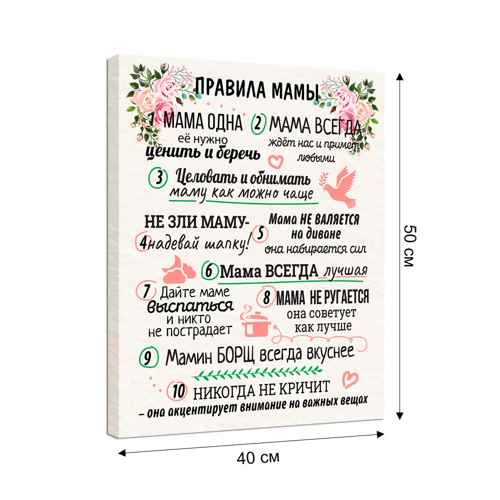 Картина на холсте Постер-лайн Правила мамы 40x50 см STLM-2066318 - Вид №1