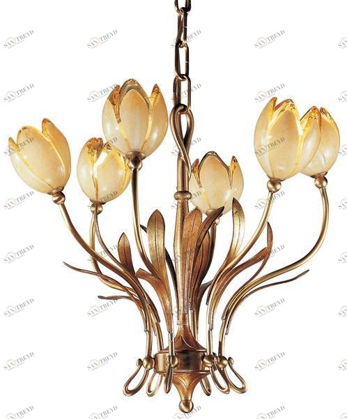 Possoni Illuminazione Люстра из французского атласа и сусального золота с очками Tulipani 319/6 