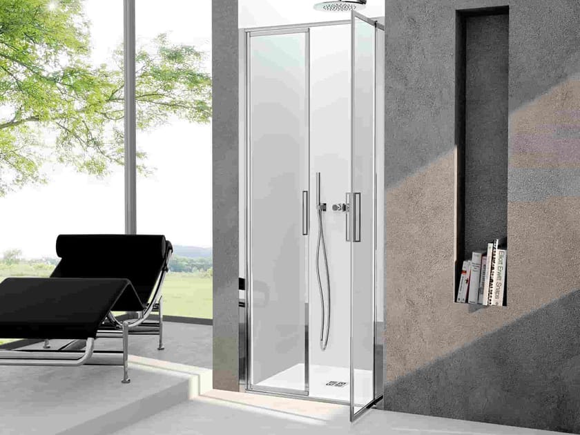 Алюминиевая и стеклянная нишевая душевая кабина с поворотной дверью CSA Box Doccia Greta ARCH-00008308
