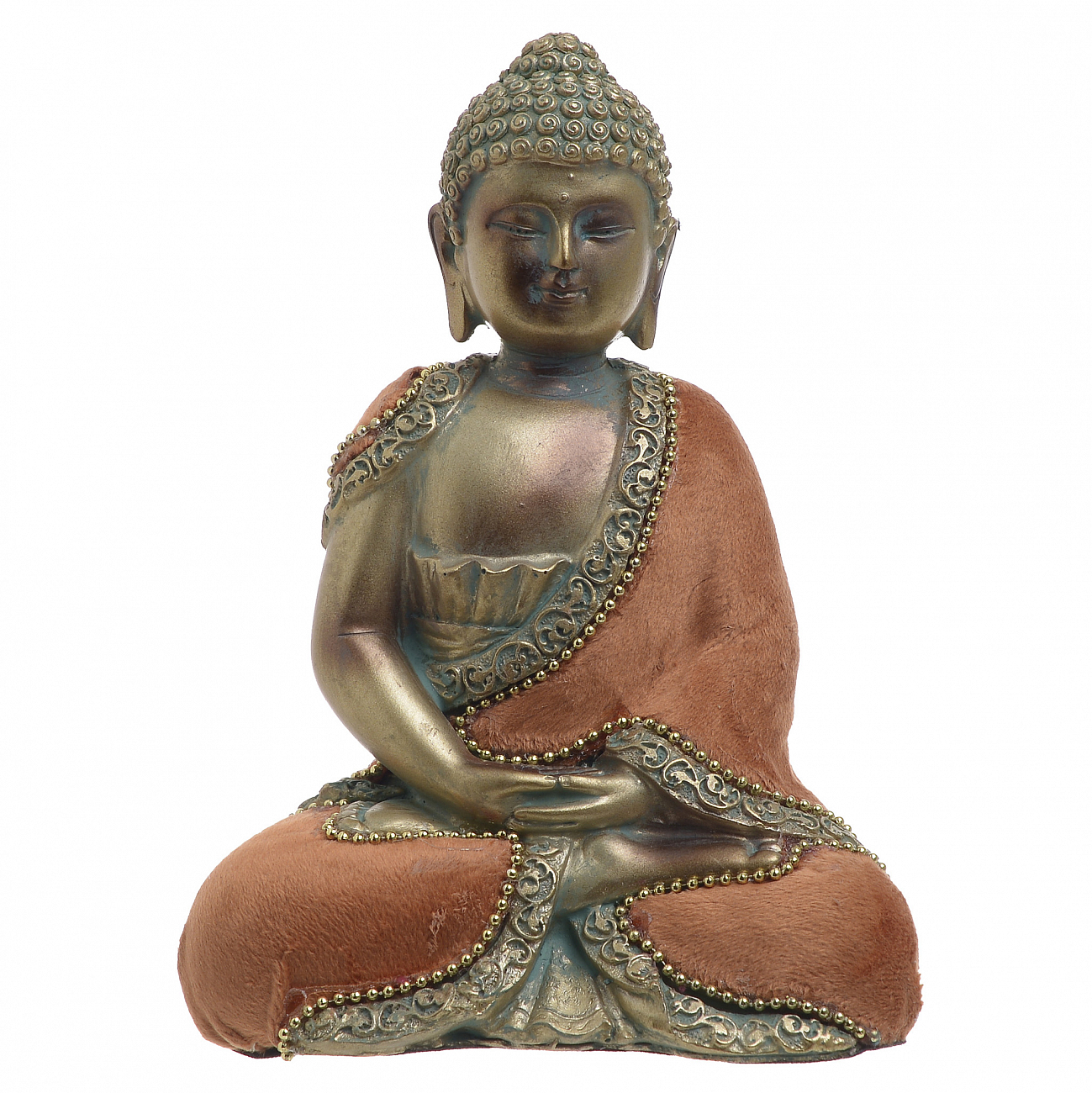 Статуэтка декоративная 16 см золото с оранжевым Buddha TO4ROOMS TIMID 00-3893647 Золото;оранжевый  - Вид №1