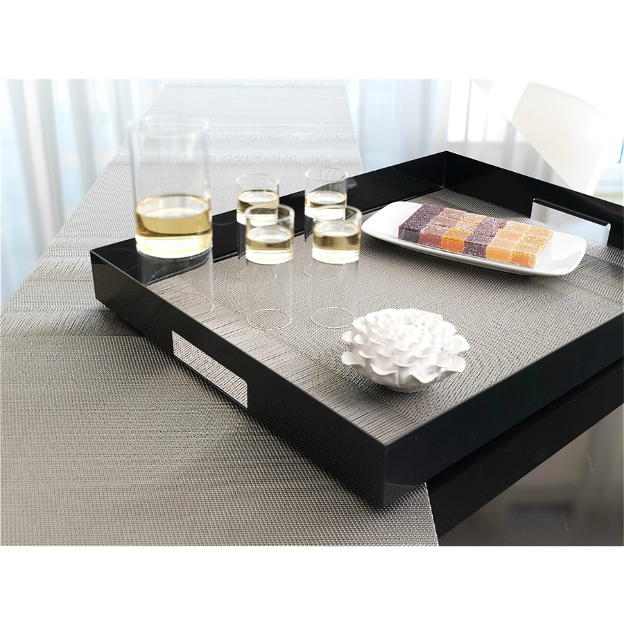 Салфетка виниловая Silver Tuxedo stripe, жаккардовое плетение, 36х48 см Chilewich C0201TXSTSILV - Вид №2