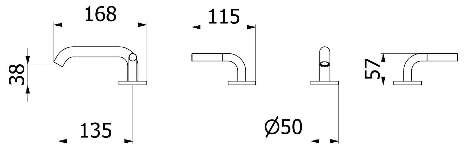 Смеситель для раковины с 3 отверстиями для пола с автоматическим сливом IB промышленность ARCH-00091075 - Вид №13