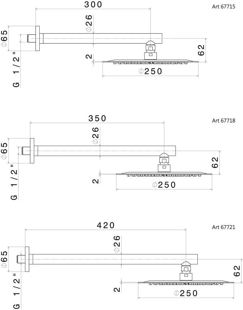newform Регулируемый ультра-плоский тропический душ из нержавеющей стали Head showers 67715 - Вид №1