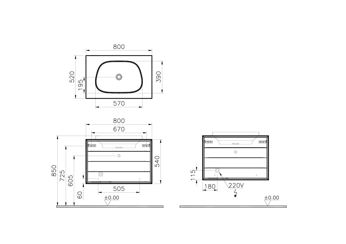 61465 Раковина Vitraglobal Frame - Вид №1