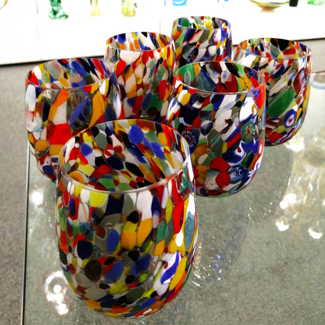 2940 ORIGINALMURANOGLASS Набор из 2 стаканов Карнавал - Carnevale - Original Murano Glass OMG 7 см  - Вид №1