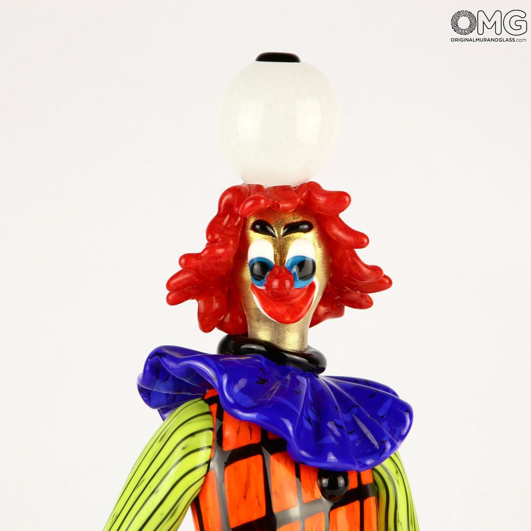 2586 ORIGINALMURANOGLASS Статуэтка Клоун-иллюзионист с яйцом - муранское стекло OMG 14 см  - Вид №1