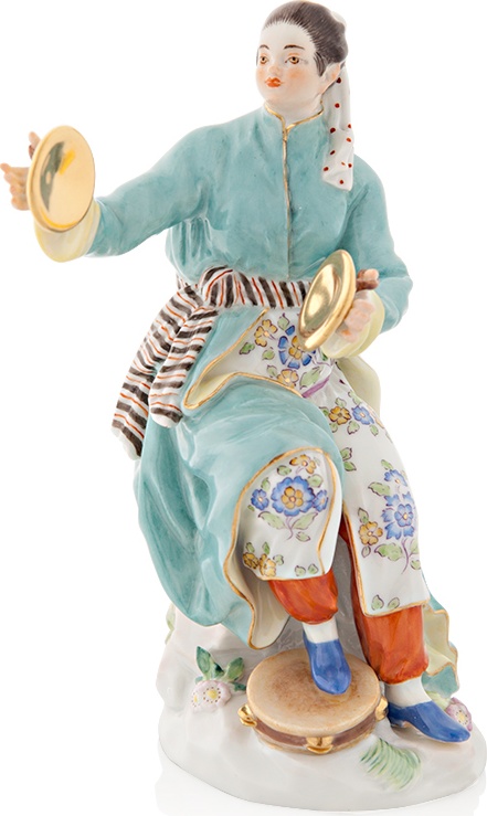 10572205 Meissen Фигурка 13см "Японка с кимвалами" (пара к 65664)(Ф.Э.Мейер, 1761г.)(из серии "20 японцев") Фарфор 