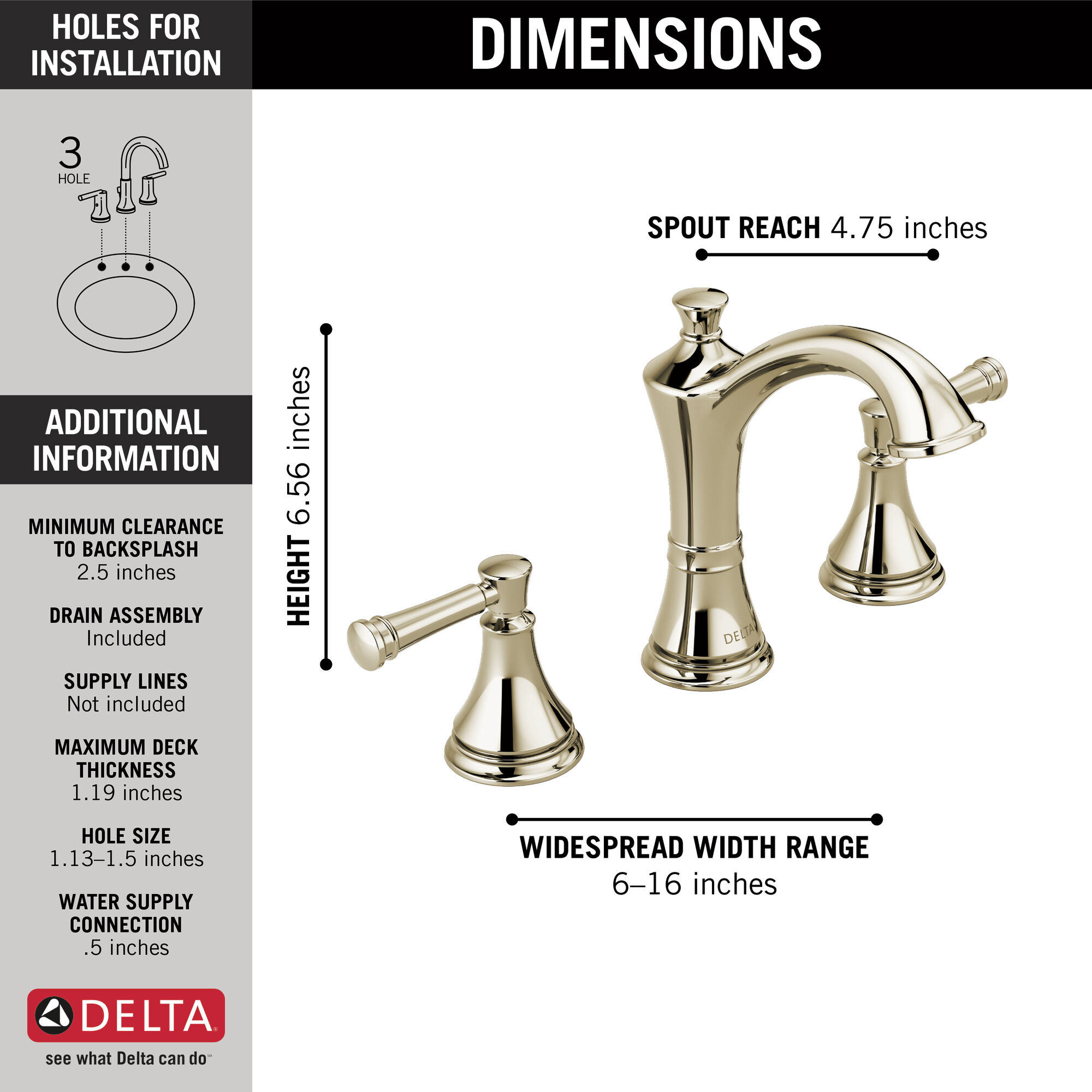 35757LF-PN Смеситель для ванной комнаты с двумя ручками Delta Faucet Valdosta Полированный никель  - Вид №1