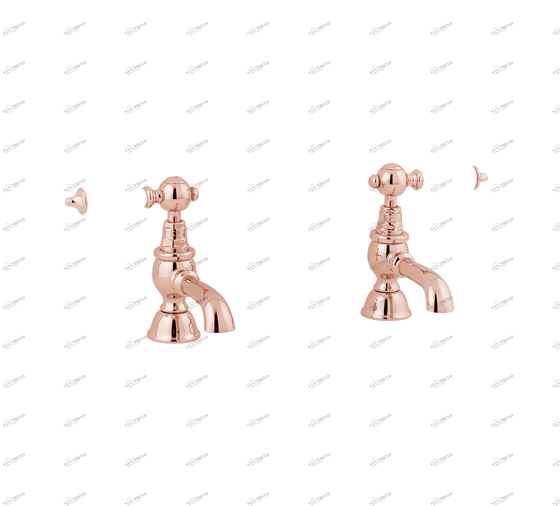 Gentry Home Смеситель для раковины мостик на 2 отверстия 200мм Berkeley Розовое золото GH100336 