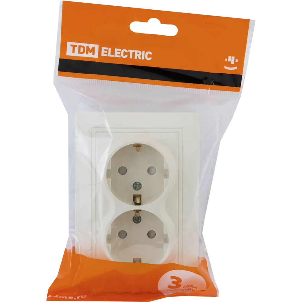 TDM ELECTRIC: Двойная встраиваемая розетка с заземлением в бежевом цвете 85591117 Серия отсутствует STLM-0064399 - Вид №5