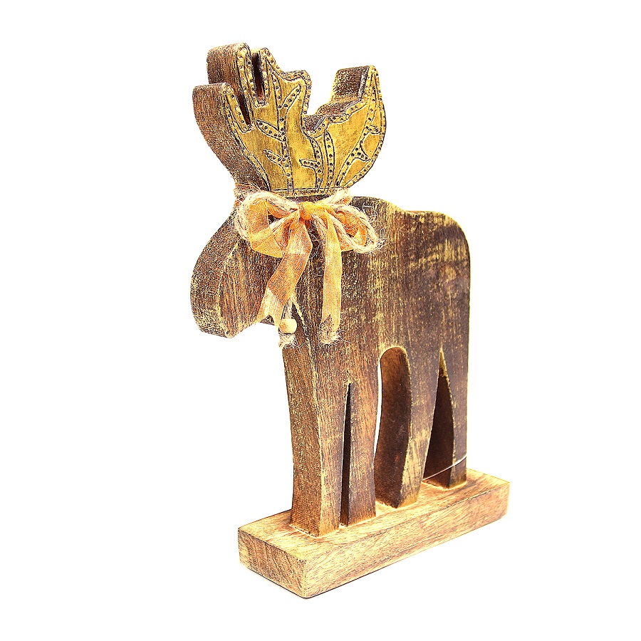 Украшение новогоднее деревянное "Олень" Reindeer, 29х19х6 см ENJOYME  253093 Золото  - Вид №1