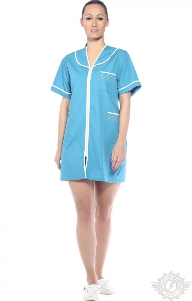 66225 Халат "Сервис" темно-голубой  Медицинская одежда  размер 54/158-164 Спецодежда  - Вид №4
