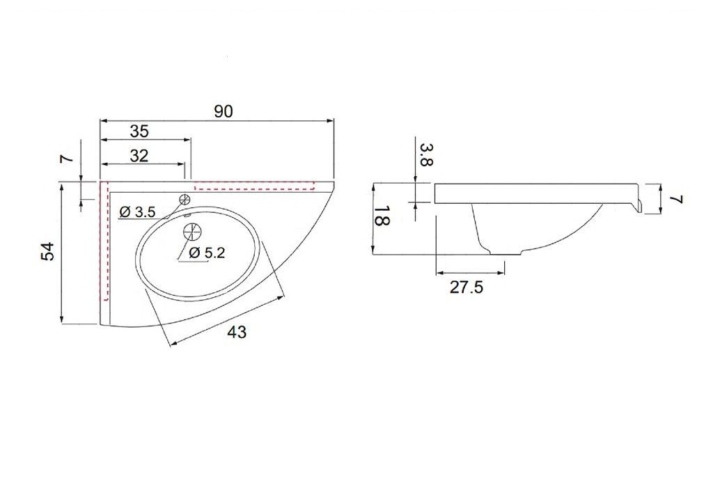 Тумба с раковиной Aquanet Корнер 89 L белый (закрытая) 0015882400158988 - Вид №7