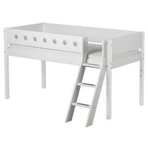 Кровать Flexa White с наклонной лестницей, 190 см, белая