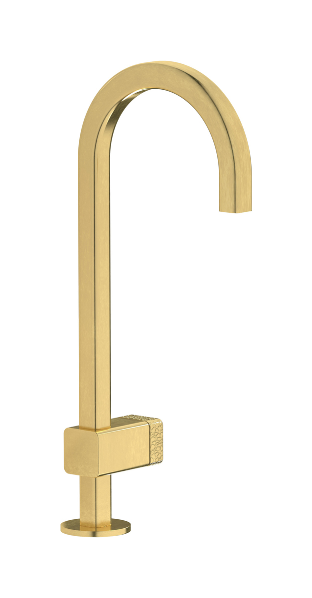 Монорычажный прогрессивный смеситель на раковину в комплекте с донным клапаном. WE ARE IB eo200on_4 Natural Brass Elio