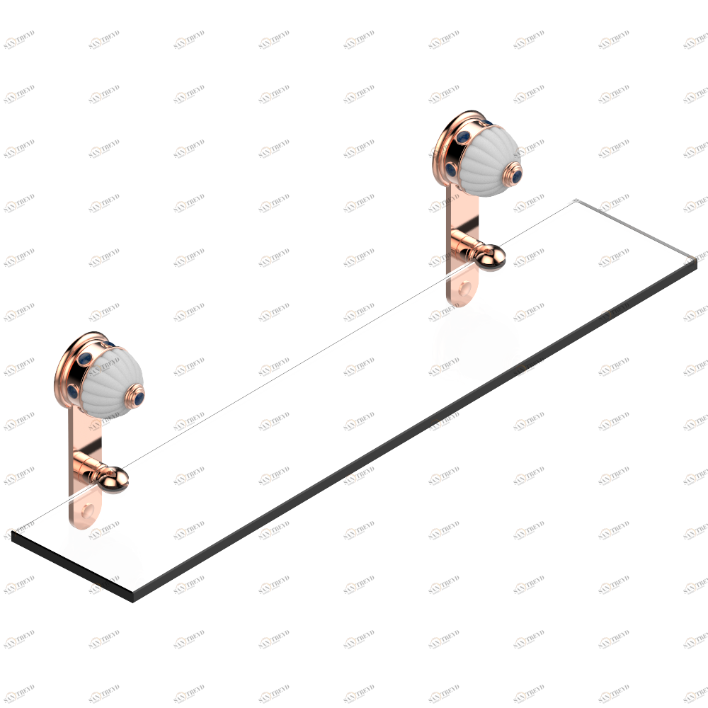 A1K-564 Полка стеклянная 60 cм с кронштейнами Thg-paris Amboise с лазуритом Розовое золото A1K-564 CAT.F