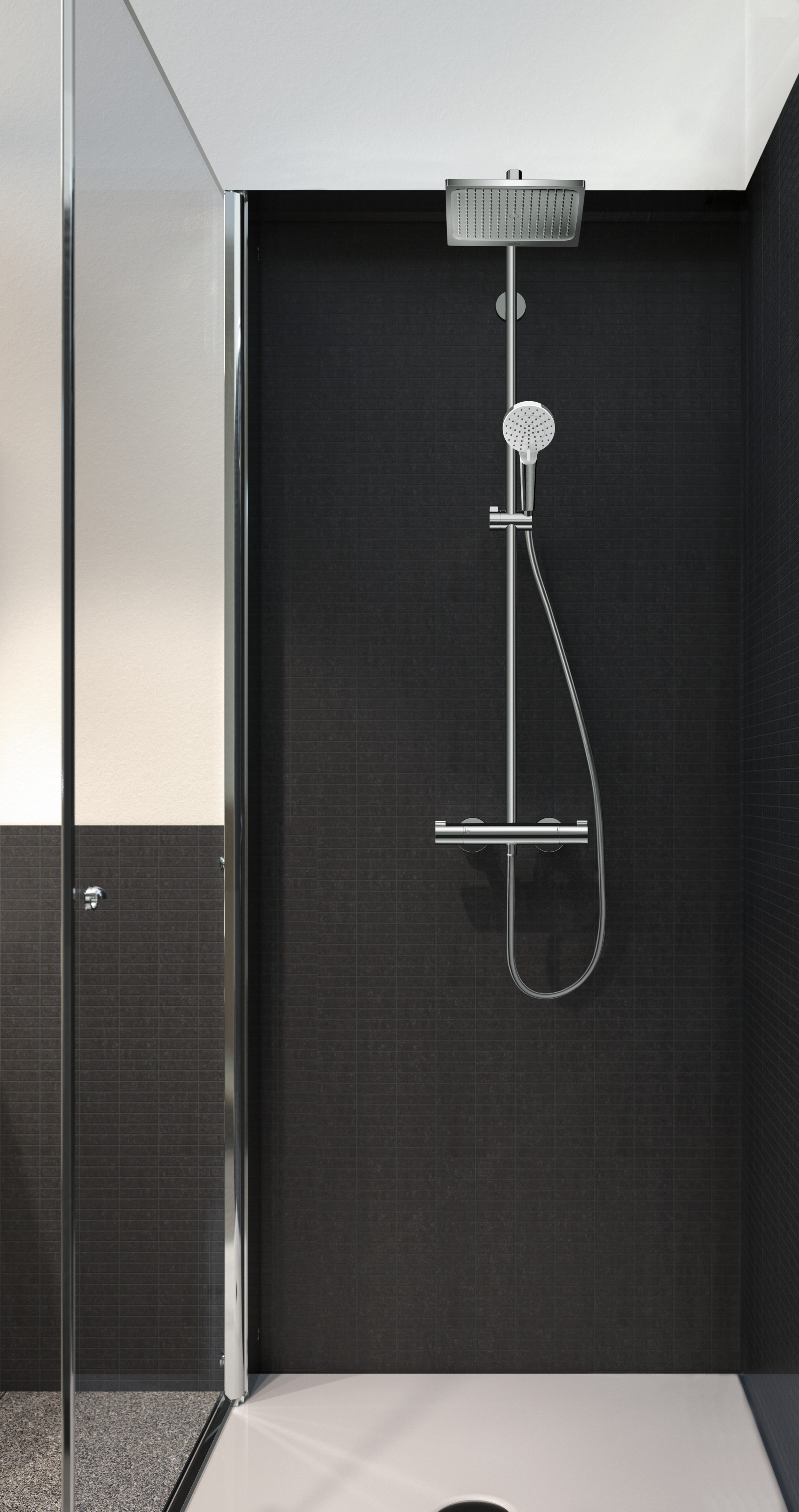 27281000 Crometta E Showerpipe 240 1jet EcoSmart с термостатом Hansgrohe  - Вид №1